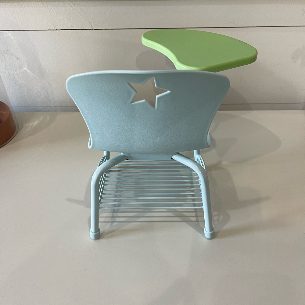 American Girl Blue & Green Plastic School Desk for 18" American Dolls - Picture 2 of 3